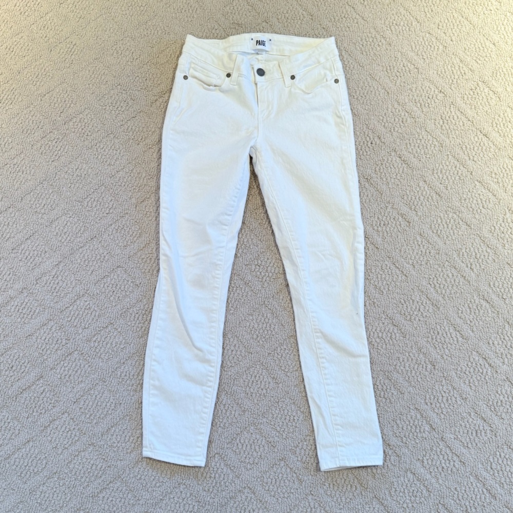 Paige Straight Leg White Denim Jeans